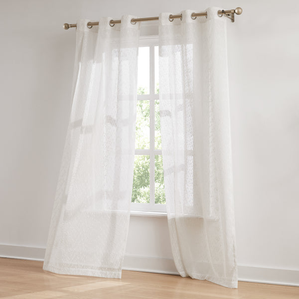 Lush Decor Aileen Textured Raindrop Sheer Window Curtain Panels