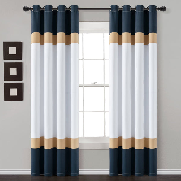 Lush Decor Alexander Color Block Light Filtering Window Curtain Panel Set