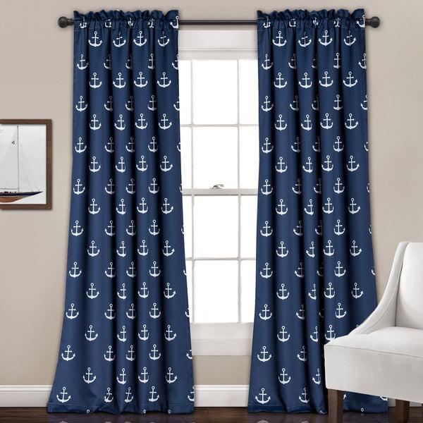 Lush Decor Anchor Light Filtering Window Curtain Set