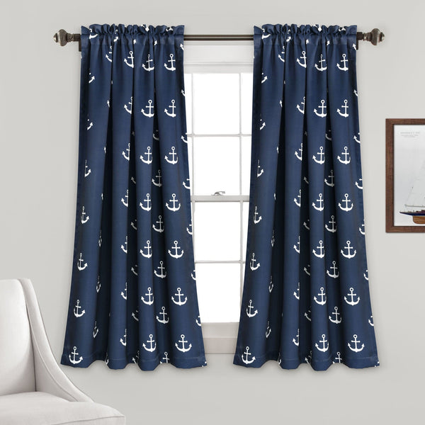 Lush Decor Anchor Light Filtering Window Curtain Set