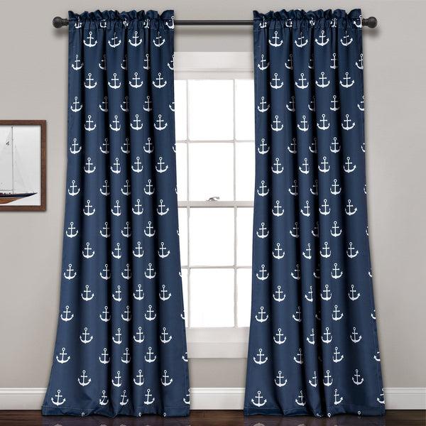 Lush Decor Anchor Light Filtering Window Curtain Set
