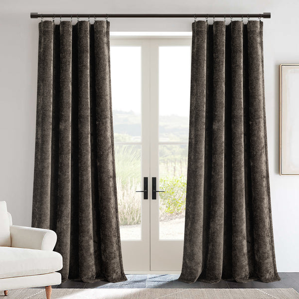 Lush Decor Aspen Luxury Velvet Chenille Window Curtain Panel