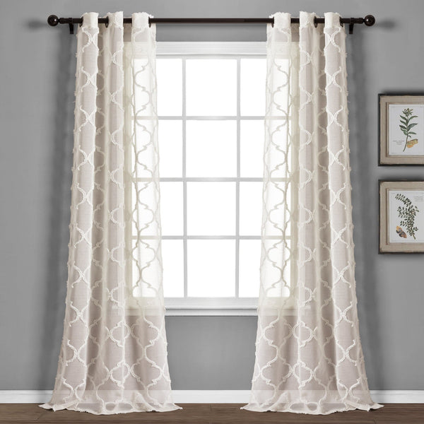 Lush Decor Avon Trellis Grommet Sheer Window Curtain Panel Set