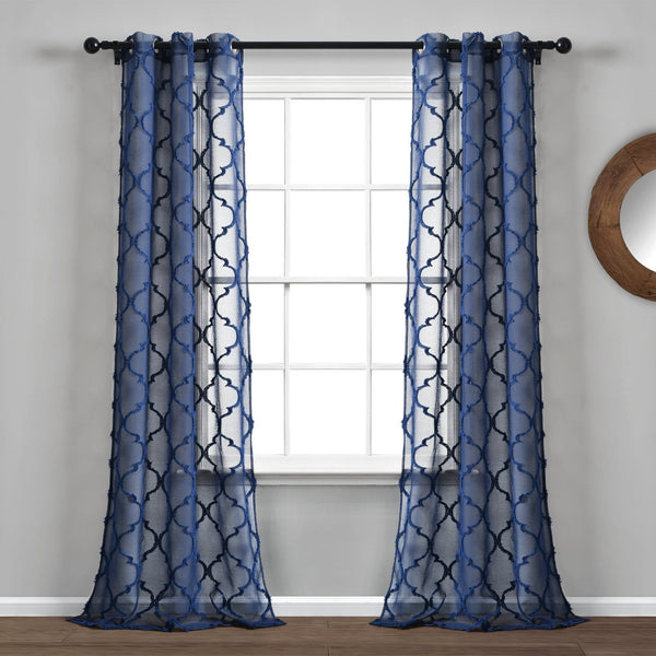 Lush Decor Avon Trellis Grommet Sheer Window Curtain Panel Set