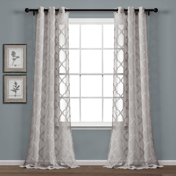 Lush Decor Avon Trellis Grommet Sheer Window Curtain Panel Set