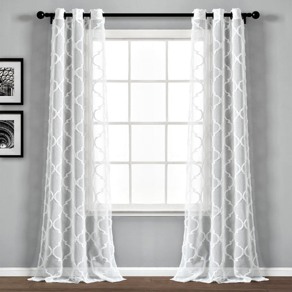 Lush Decor Avon Trellis Grommet Sheer Window Curtain Panel Set