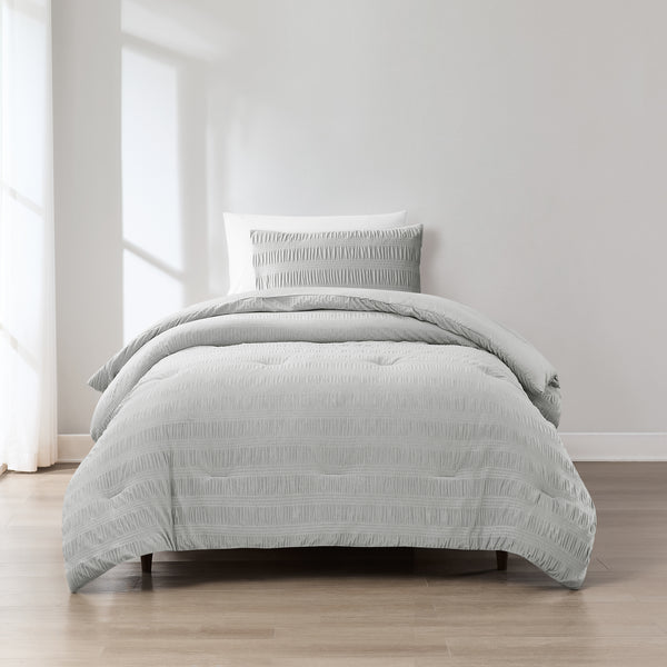 Lush Decor Azalea Ruched Velvet Stripe Comforter Set