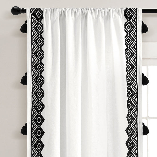 Lush Decor Aztec Diamond Border Tassel Window Curtain Panel
