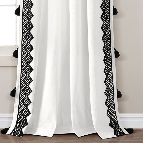 Lush Decor Aztec Diamond Border Tassel Window Curtain Panel