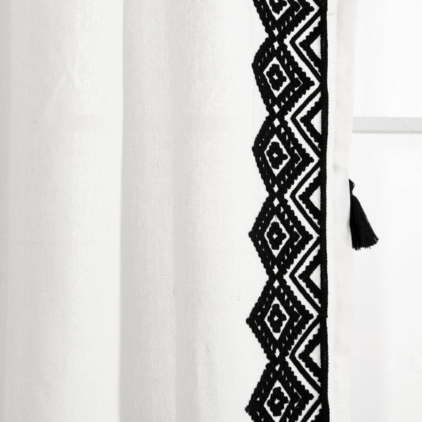 Lush Decor Aztec Diamond Border Tassel Window Curtain Panel