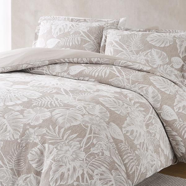 Lush Decor Bali Tropical Leaves Gauze Jacquard Duvet Cover Set