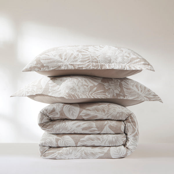 Lush Decor Bali Tropical Leaves Gauze Jacquard Duvet Cover Set