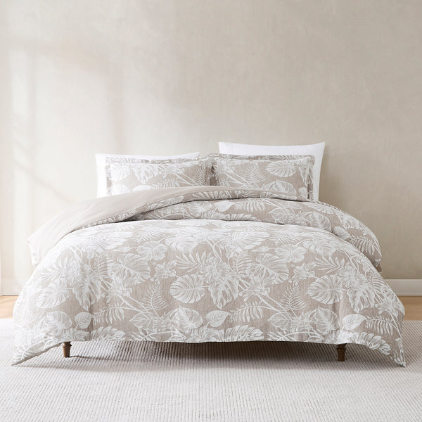 Lush Decor Bali Tropical Leaves Gauze Jacquard Duvet Cover Set