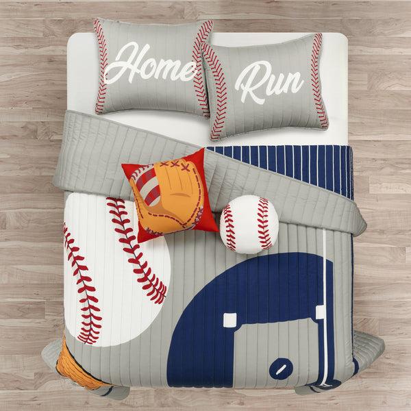 Lush Decor Baseball Game Reversible Oversized Kids Quilt Set