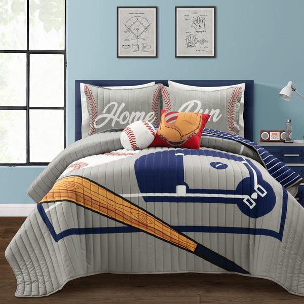 Lush Decor Baseball Game Reversible Oversized Kids Quilt Set