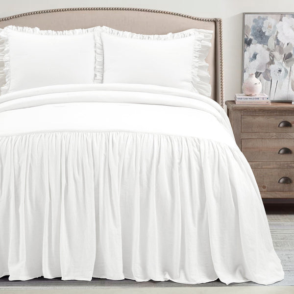 Lush Decor Belgian Flax Linen Rich Cotton Blend Bedspread 3 Piece Set