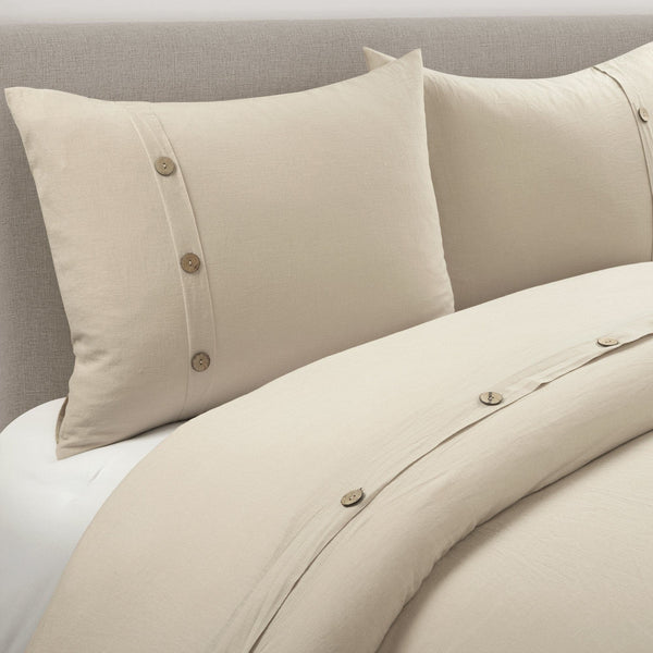 Lush Decor Belgian Flax Linen Rich Cotton Blend Duvet Cover 3 Piece Set