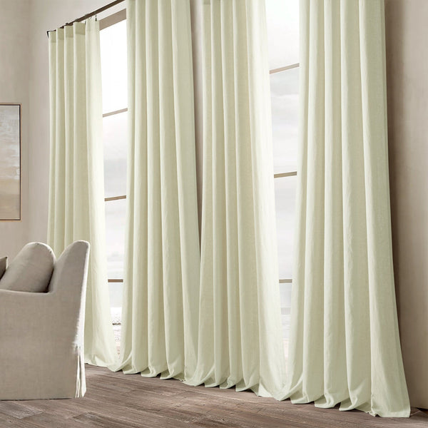 Lush Decor Belgian Flax Prewashed Linen Rich Cotton Blend Window Curtain Panel