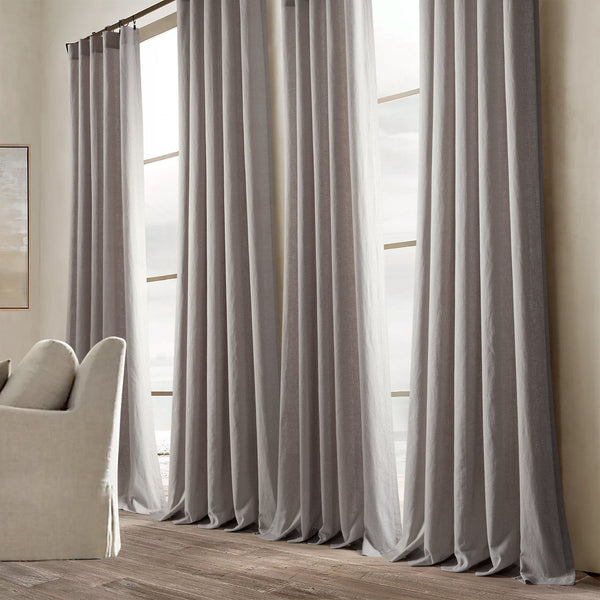 Lush Decor Belgian Flax Prewashed Linen Rich Cotton Blend Window Curtain Panel