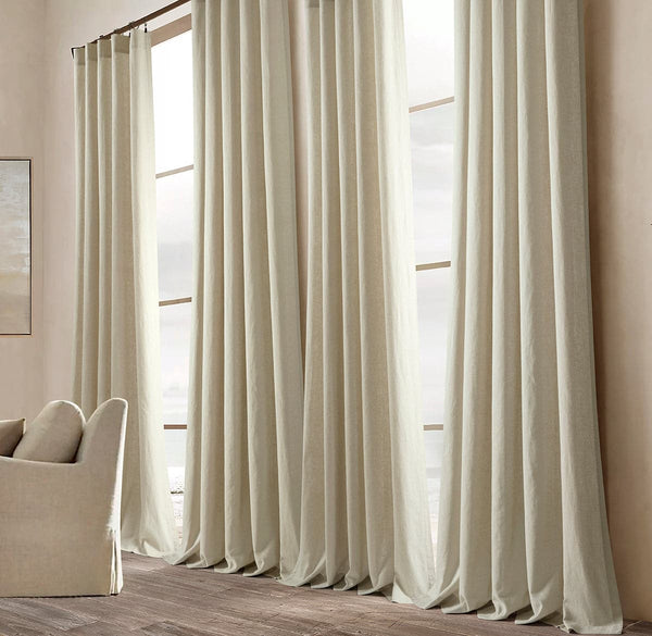 Lush Decor Belgian Flax Prewashed Linen Rich Cotton Blend Window Curtain Panel