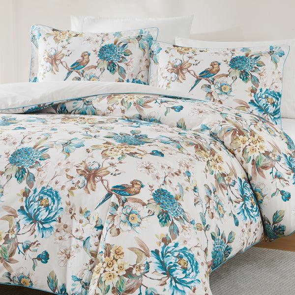 Lush Decor Bird And Hydrangea Reversible Cotton Duvet Cover Set