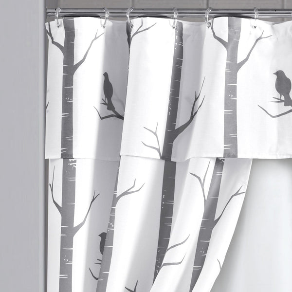 Lush Decor Bird On The Tree Double Swag Shower Curtain 16 Piece Complete Set