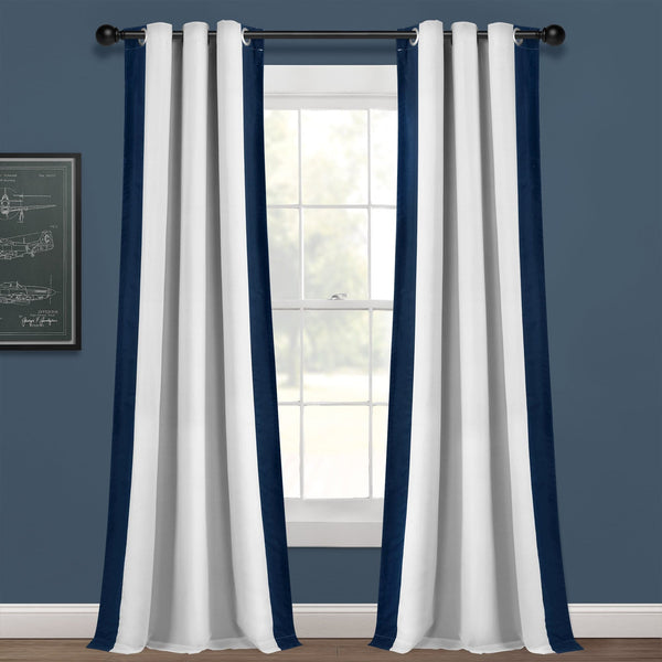 Lush Decor Block Border Blackout Window Curtain Panel