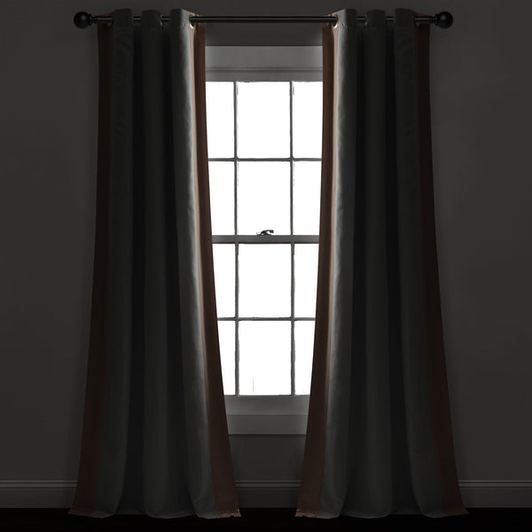 Lush Decor Block Border Blackout Window Curtain Panel
