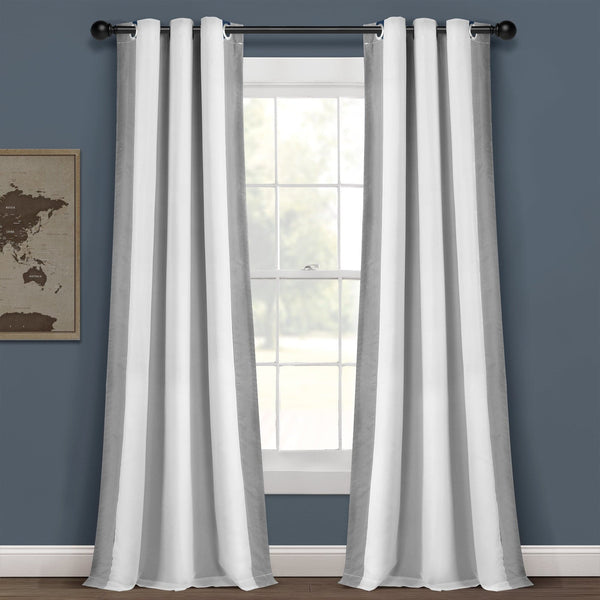 Lush Decor Block Border Blackout Window Curtain Panel