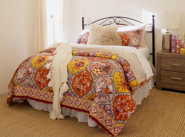 Lush Decor Bohemian Flower Cotton Quilt 3 Piece Set