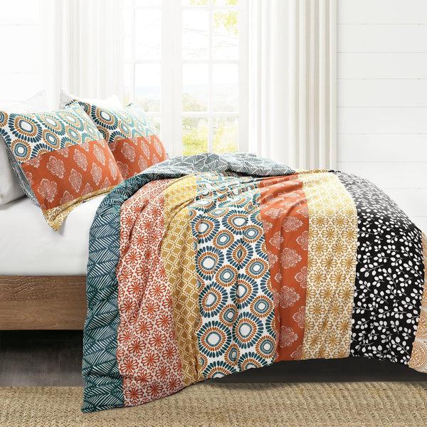 Lush Decor Bohemian Stripe Cotton Reversible Duvet Cover Set