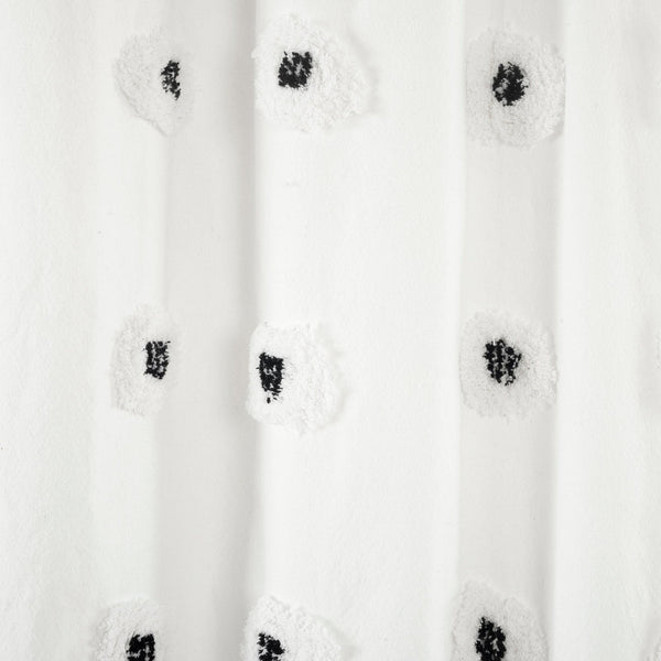 Lush Decor Boho Circle Tufted Yarn Dyed Recycled Cotton Blend Shower Curtain