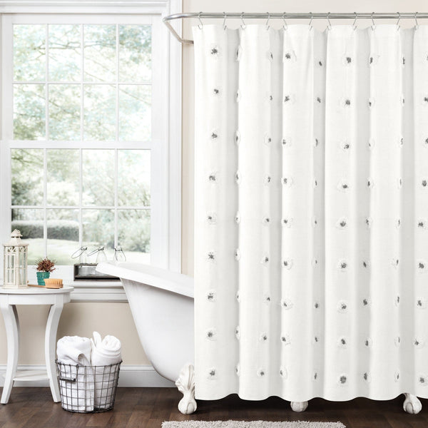 Lush Decor Boho Circle Tufted Yarn Dyed Recycled Cotton Blend Shower Curtain