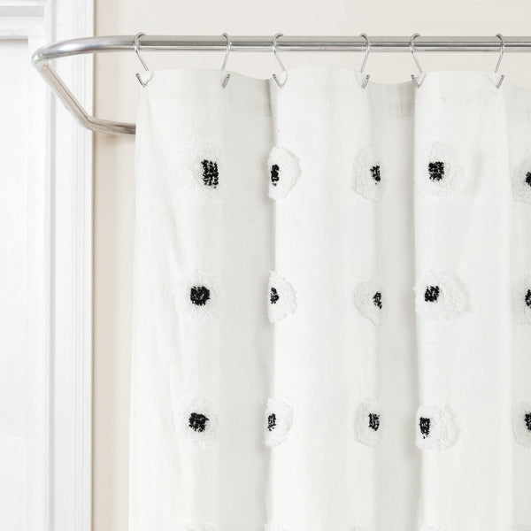 Lush Decor Boho Circle Tufted Yarn Dyed Recycled Cotton Blend Shower Curtain