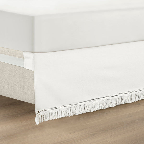 Lush Decor Boho Fringe 15-Inch Tailored Drop Easy Fit Bed Skirt
