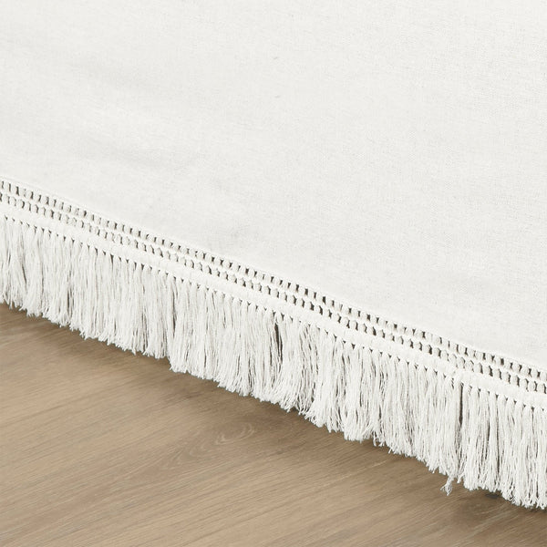 Lush Decor Boho Fringe 15-Inch Tailored Drop Easy Fit Bed Skirt