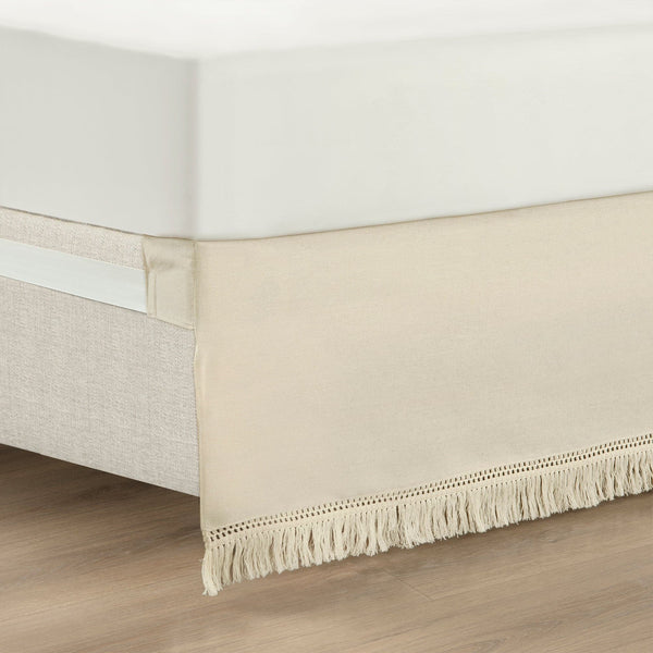 Lush Decor Boho Fringe 15-Inch Tailored Drop Easy Fit Bed Skirt
