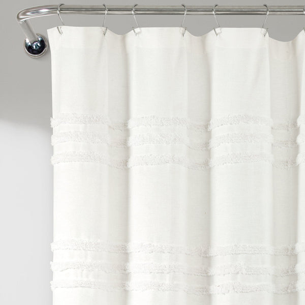 Lush Decor Boho Kendra Tufted Yarn Dyed Recycled Cotton Blend Shower Curtain