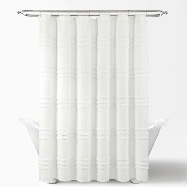 Lush Decor Boho Kendra Tufted Yarn Dyed Recycled Cotton Blend Shower Curtain