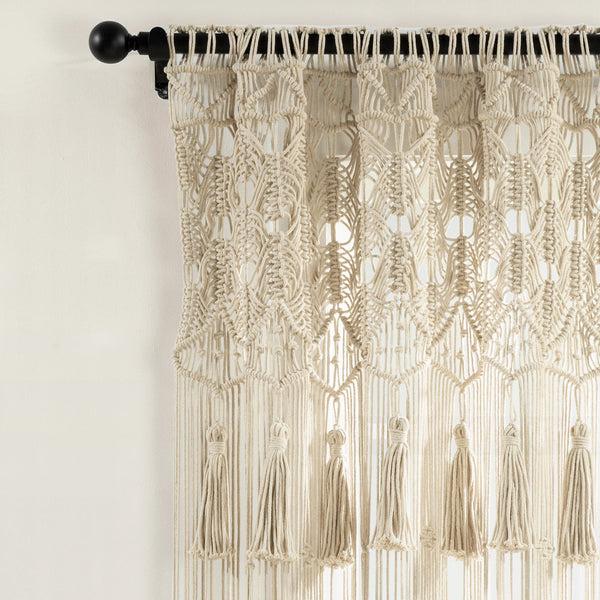 Lush Decor Boho Macrame Tassel Cotton Window Curtain