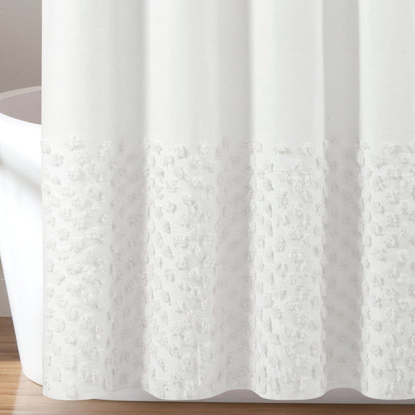 Lush Decor Boho Polka Dot Yarn Dyed Recycled Cotton Blend Shower Curtain
