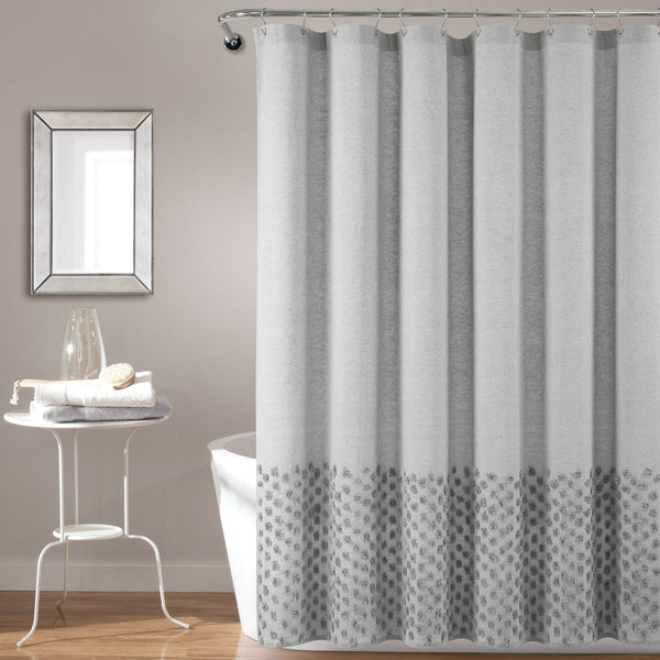 Lush Decor Boho Polka Dot Yarn Dyed Recycled Cotton Blend Shower Curtain