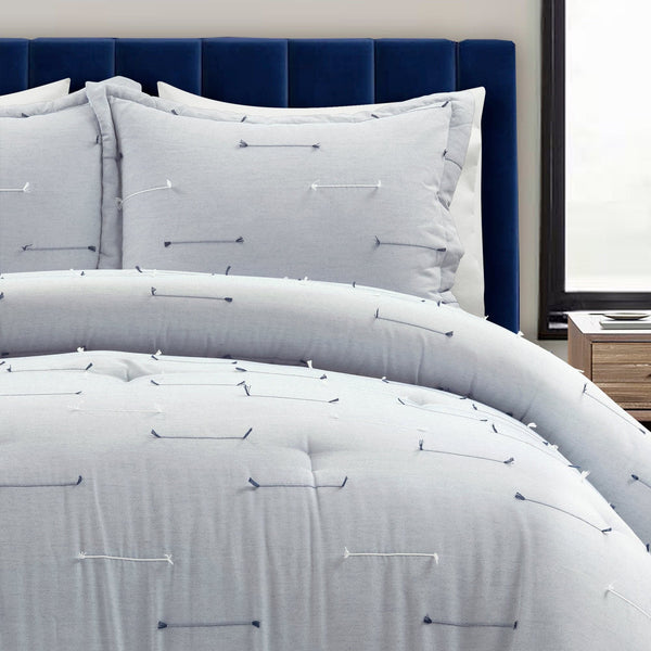 Lush Decor Boho Stripe Clip Jacquard 3 Piece Comforter Set