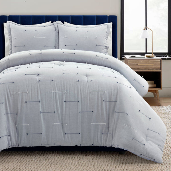 Lush Decor Boho Stripe Clip Jacquard 3 Piece Comforter Set
