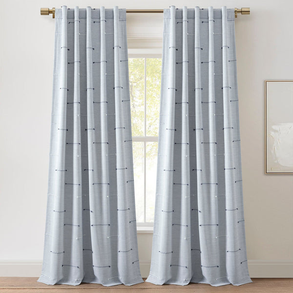 Lush Decor Boho Stripe Clip Jacquard Window Curtain Panel Set