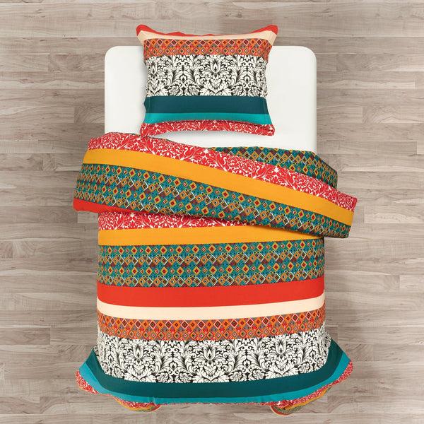 Lush Decor Boho Stripe Cotton Reversible Duvet Cover Set