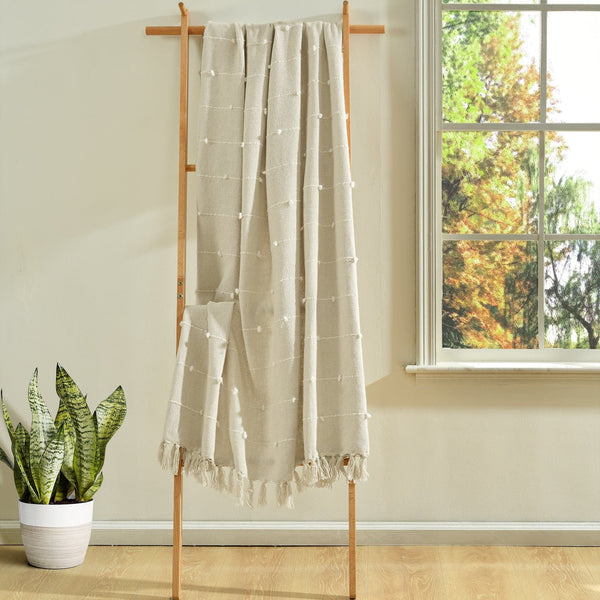 Lush Decor Boho Tufted Cotton Woven Tassel Fringe Throw