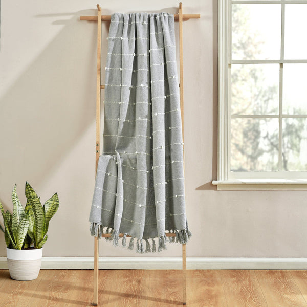 Lush Decor Boho Tufted Cotton Woven Tassel Fringe Throw