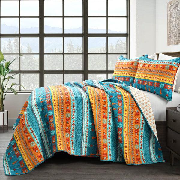 Lush Decor Boho Watercolor Border Quilt 3 Piece Set