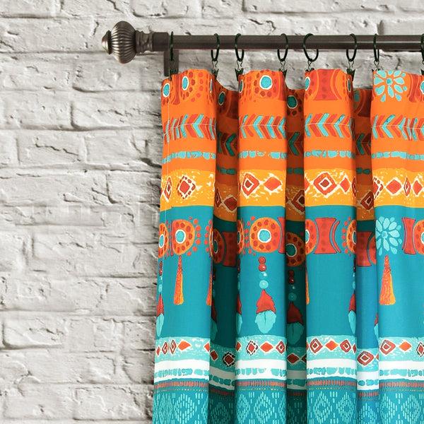 Lush Decor Boho Watercolor Border Window Curtain Panel Set